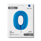 Ballon aluminium bleu en forme de zéro pour fêtes, 102 cm, Made in Italy
