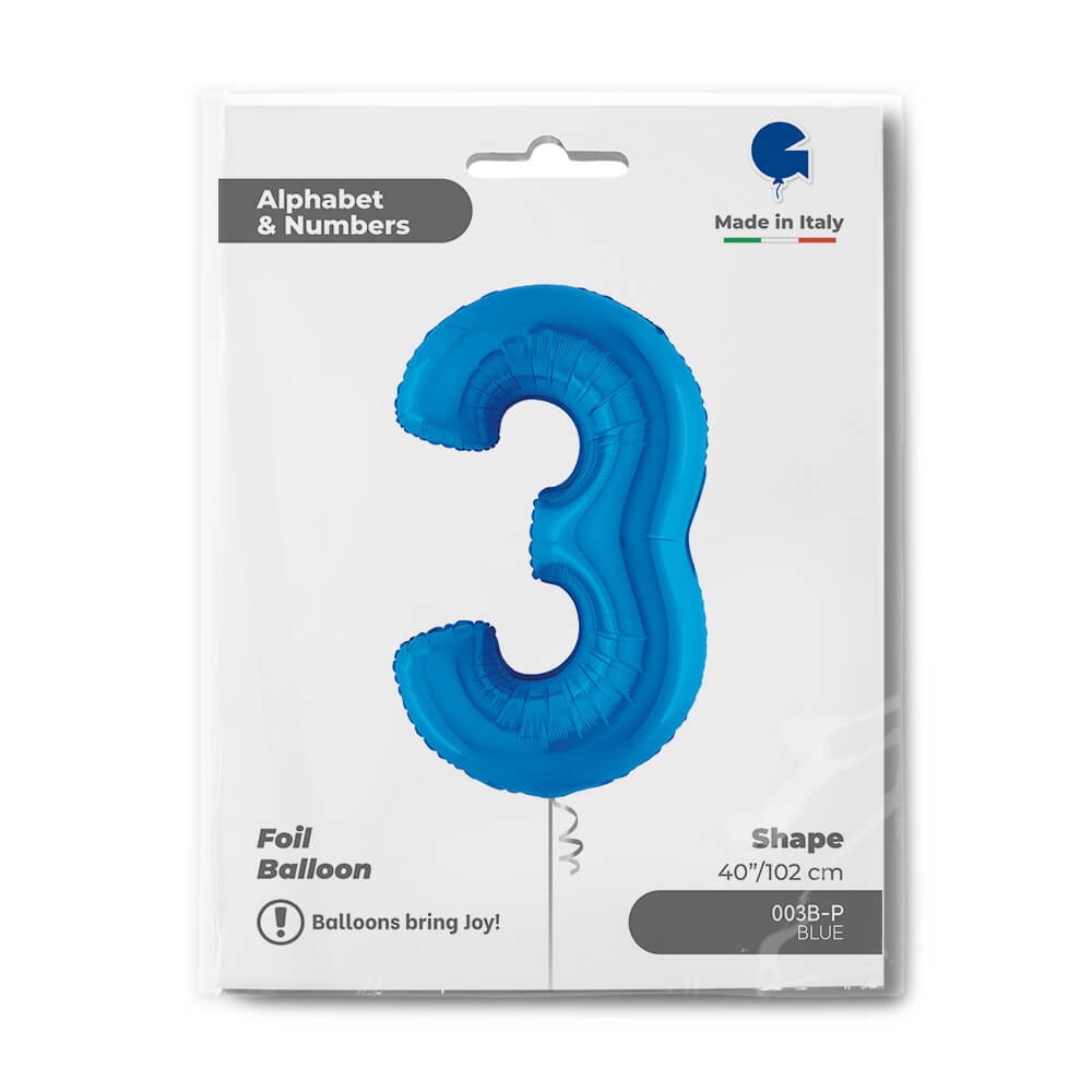 Ballon chiffre bleu - 40" - Gonflage Hélium en boutique