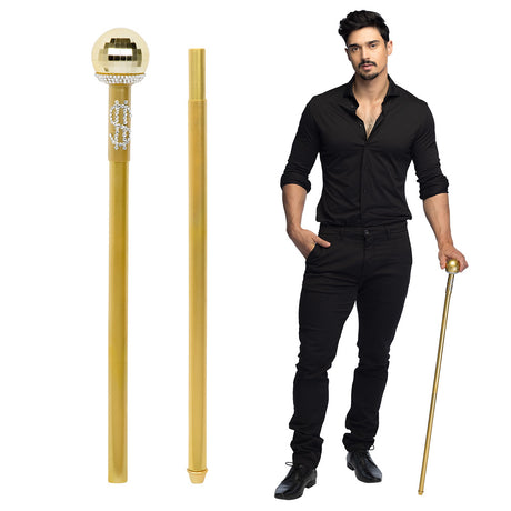 Two-piece 92 cm support cane for men, made of 95% polypropylene and 5% acrylic, ideal for adults, displayed on card packaging.