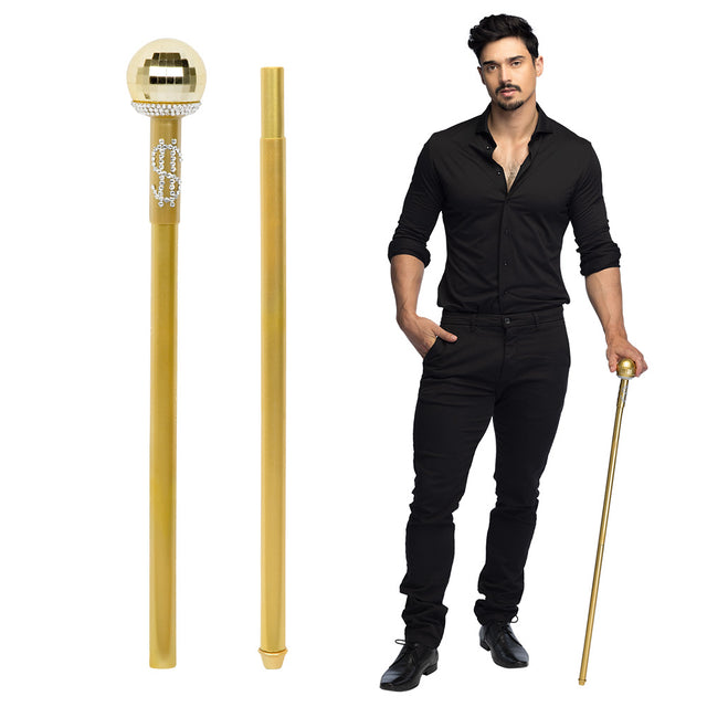 Two-piece 92 cm support cane for men, made of 95% polypropylene and 5% acrylic, ideal for adults, displayed on card packaging.