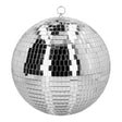 Large silver disco ball 30 cm diameter, 80s party decoration, reflective polystyrene mirror ball for dance floors and events.