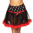 Women's pirate skirt in medium and large sizes, made of polyester and elastane, displayed on a hanger, ideal for adult costumes.