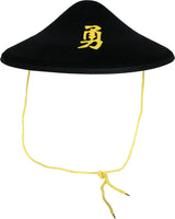 Chapeau chinois en feutre - Jaune ou noir - Adulte