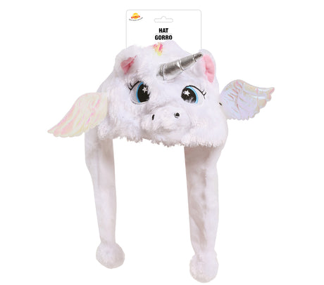 Bonnet licorne blanc en polyester - Festif