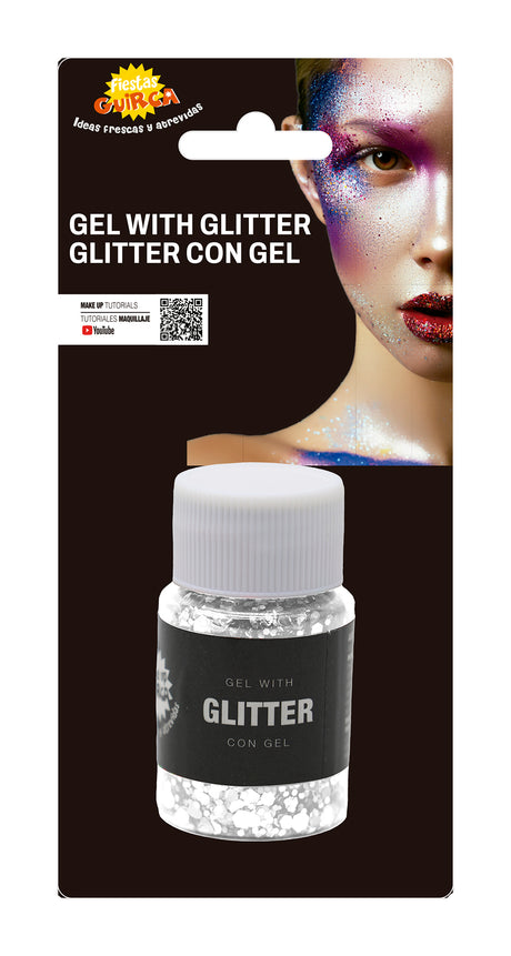 Gel paillettes blanc irisé - 20g - Maquillage festif