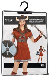 Déguisement viking femme adulte brun et gris
