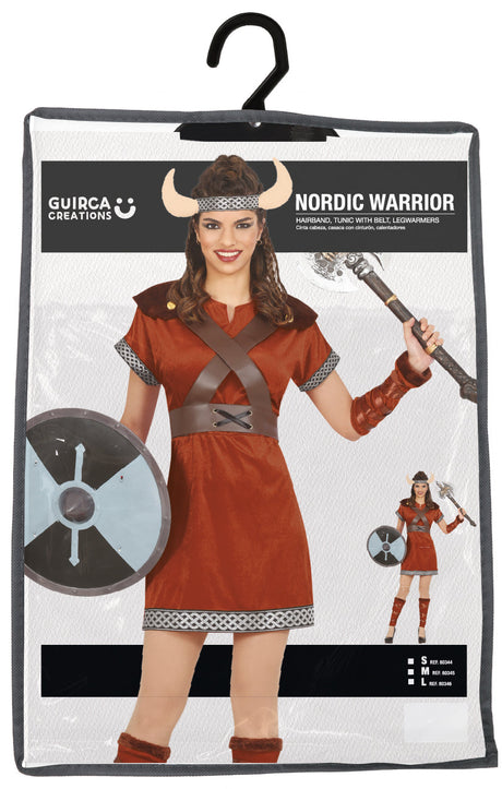 Déguisement viking femme adulte brun et gris