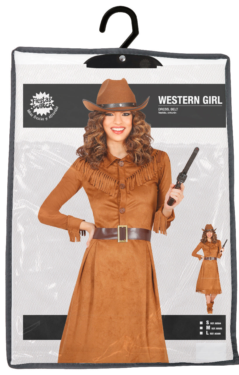 Déguisement cowgirl adulte brun polyester 42-44