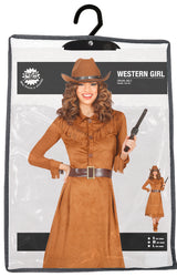 Déguisement cowgirl adulte brun polyester 42-44