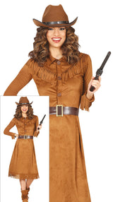 Déguisement cowgirl adulte brun polyester 42-44