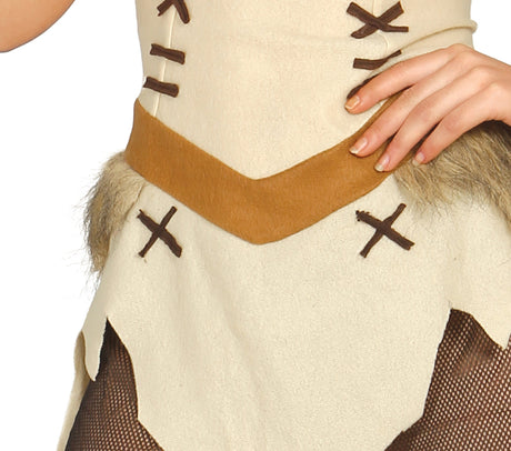Déguisement viking femme beige et brun en polyester
