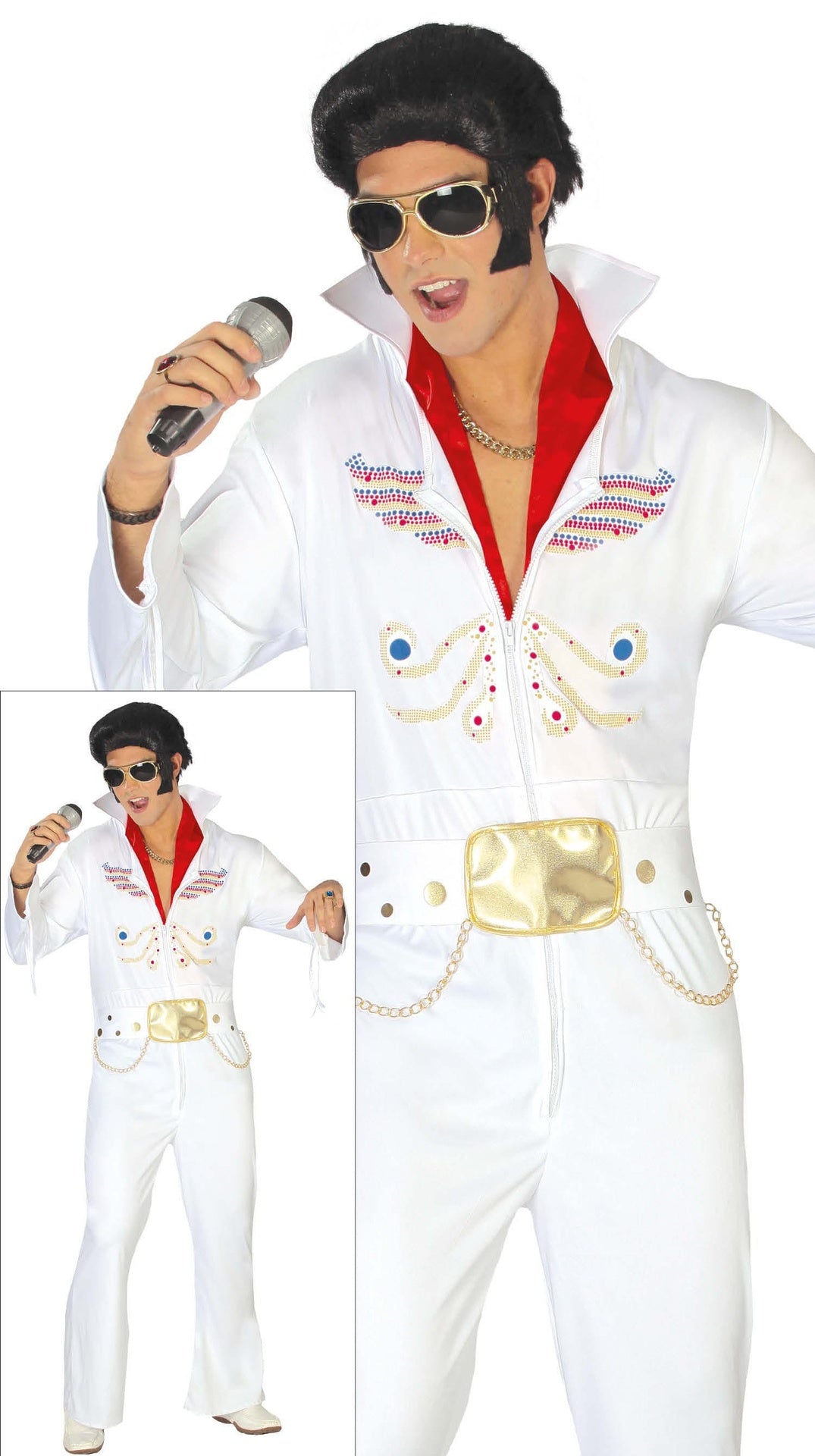 Costume roi du rock adulte - blanc et or - taille M