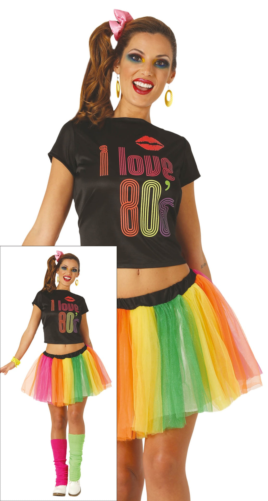 Déguisement Années 80 Femme - T-Shirt et Jupe