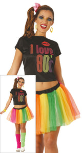 Déguisement Années 80 Femme - T-Shirt et Jupe