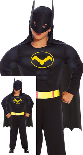 Déguisement Black Hero Garçon - Cape, Capuche et Ceinture