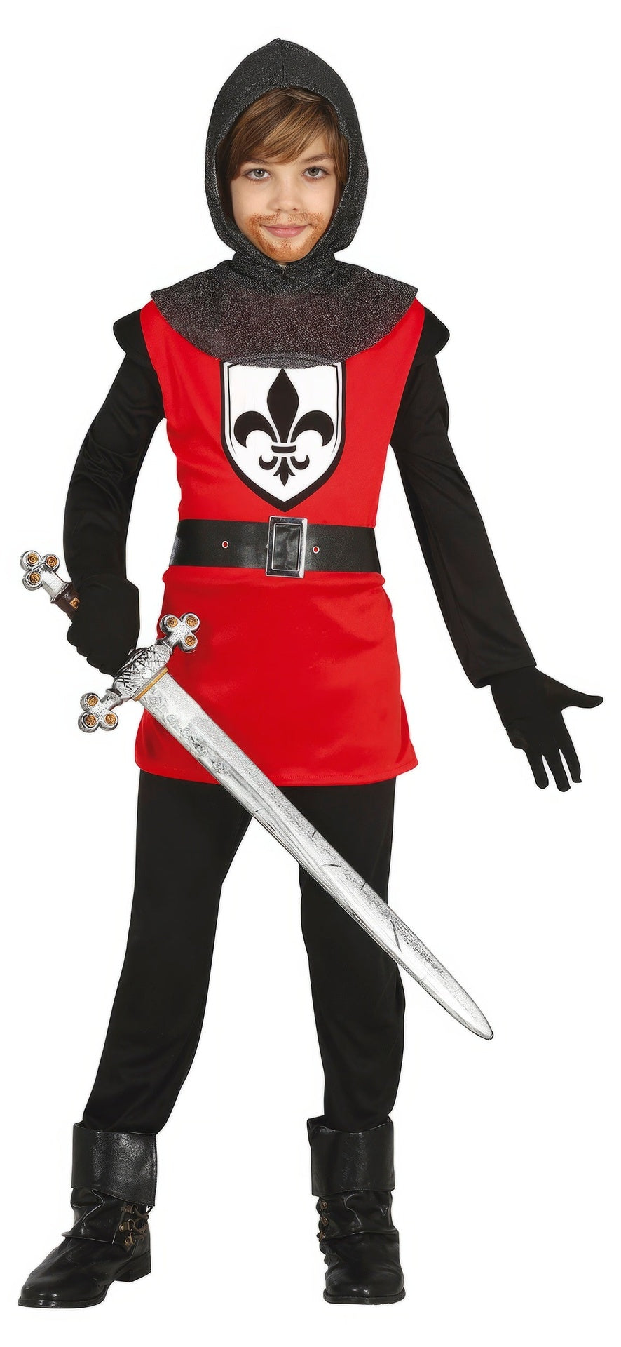 Déguisement Chevalier Médiéval Garçon - Capuche, Tunique, Ceinture et Pantalon