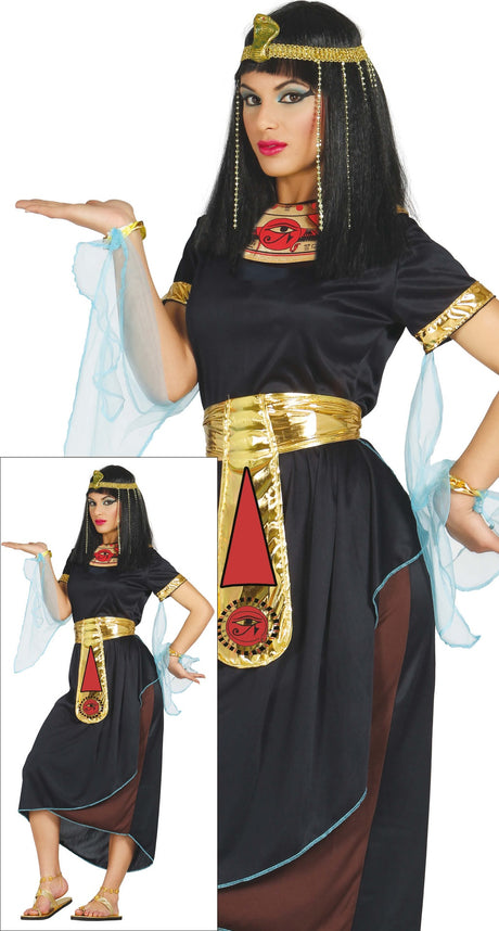 Déguisement Cléopâtre Noire Femme - Robe, Ceinture et Col