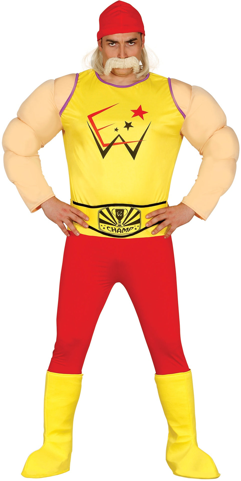 Déguisement Lutteur Homme - T-Shirt, Muscles et Pantalon