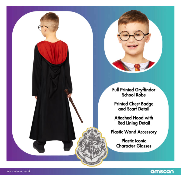 Déguisement Officiel Harry Potter Enfant - Robe Gryffondor, Baguette et Lunettes