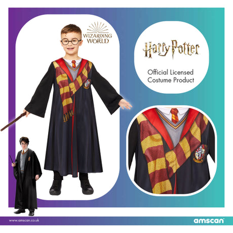 Déguisement Officiel Harry Potter Enfant - Robe Gryffondor, Baguette et Lunettes