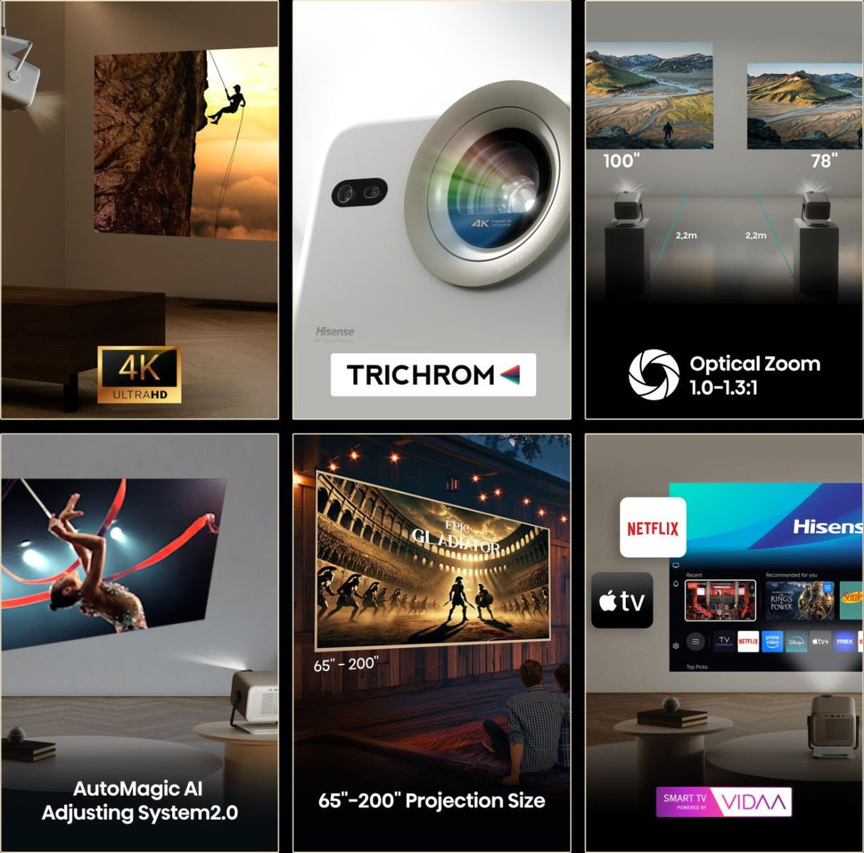 Location Vidéoprojecteur Laser 4K Hisense M2 Pro - Cinéma & Gaming (Jusqu'à 200 pouces)