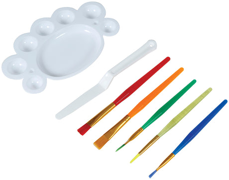 Set de maquillage fête - 5 pinceaux, palette et spatule multicolore