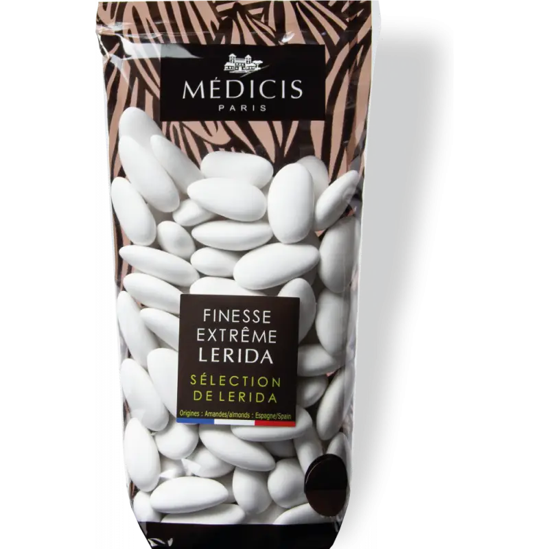Dragées Amandes Lérida Blanc "Finesse Extrême" Médicis - Sachet 250g