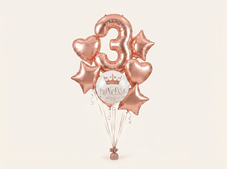 Bouquet de Ballons "Princesse & Rose Gold" - Anniversaire Fille - Livraison 06