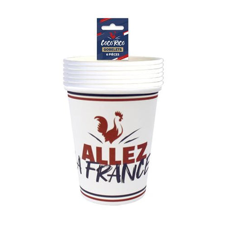 Lot de 6 Gobelets en Carton "Cocorico" France (25 cl)