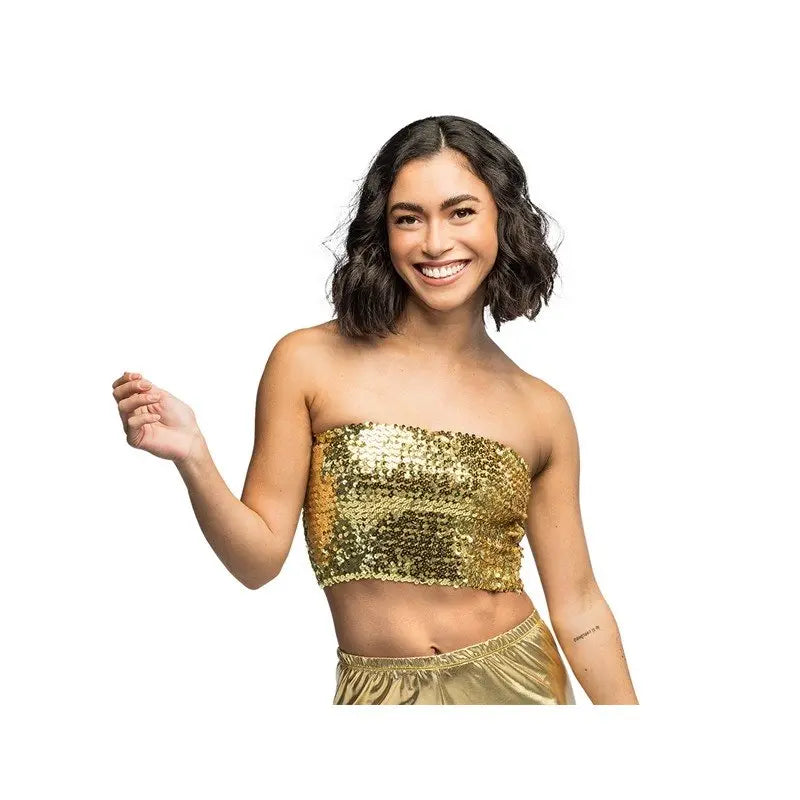 Top Sparkle Doré – Haut Pailleté Soirée d'Été