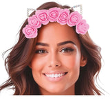 Serre-tête Chat Fleuri Rose – Oreilles et Fleurs