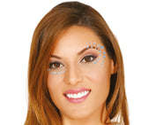 Bijoux visage adhésifs argent et bleu en résine