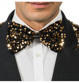 Noeud papillon velours noir et sequins bronze – soirée chic – accessoire
