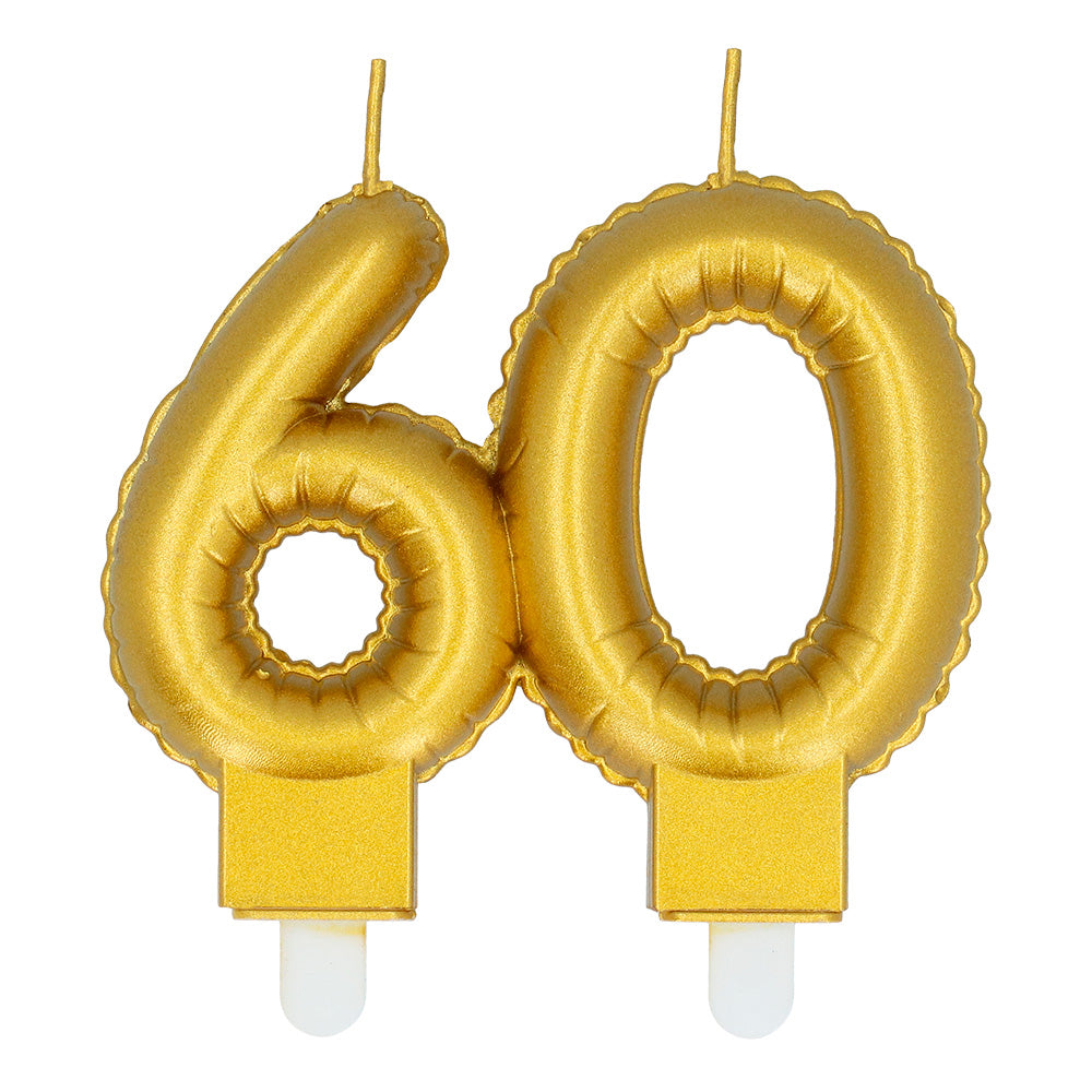 Bougie Chiffre 60 Or ou Argent – Décoration Gâteau Anniversaire 60 Ans