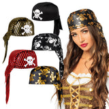 Bandana Pirate Noir & Blanc – Accessoire Déguisement Corsaire Carnaval & Halloween