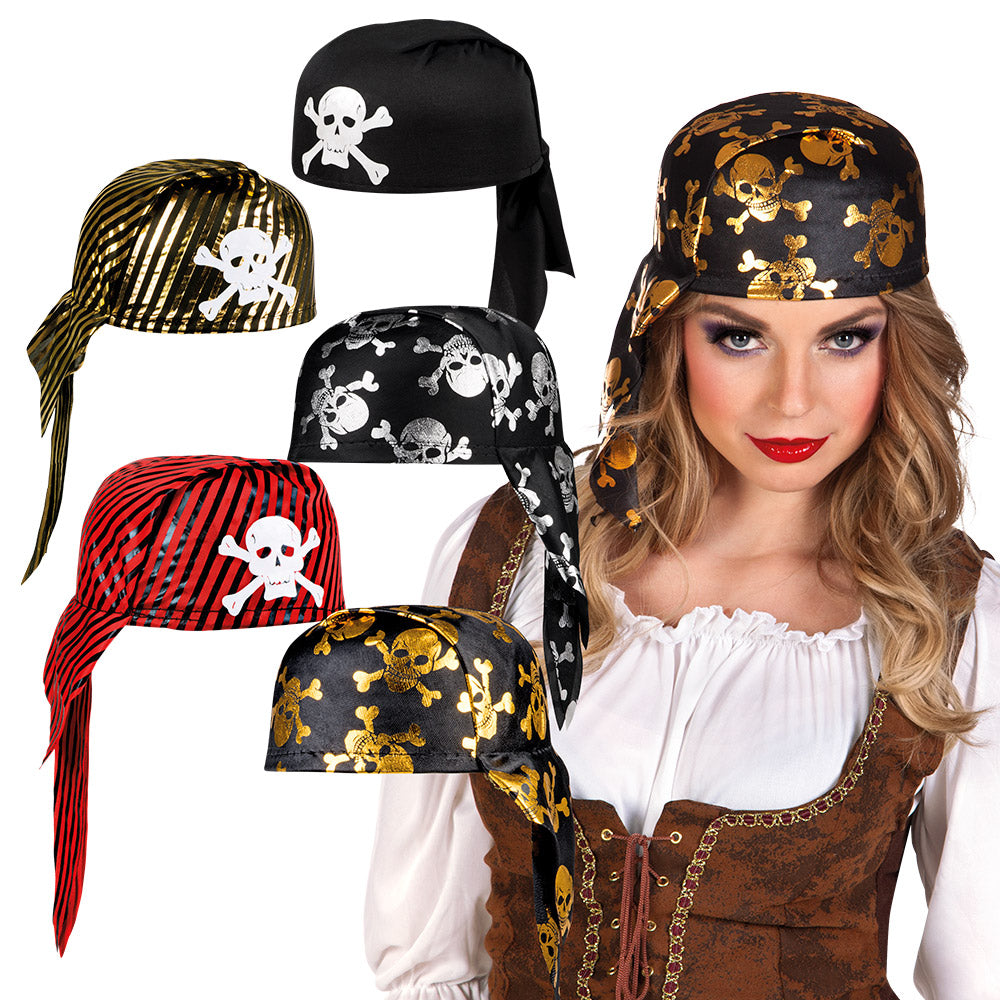 Bandana Pirate Noir & Blanc – Accessoire Déguisement Corsaire Carnaval & Halloween