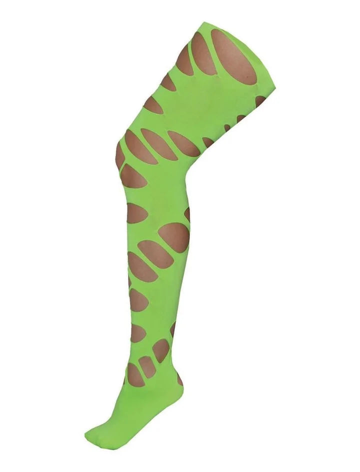 Collant Troué Fluo Néon (4 Coloris au Choix) – Accessoire Déguisement Soirée Fluo & Bal des Fous