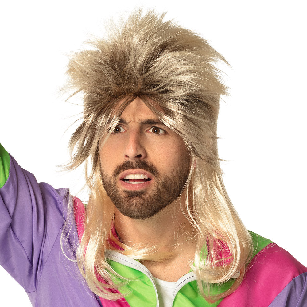 Perruque Rock Blond Cendré Homme – Déguisement Rockeur & Soirée Années 80