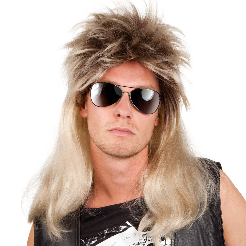 Perruque Rock Blond Cendré Homme – Déguisement Rockeur & Soirée Années 80