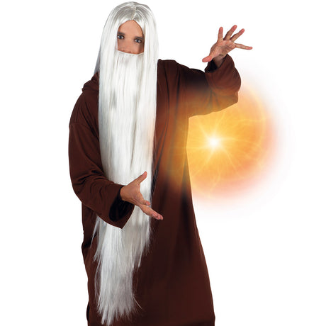 Perruque Magicien avec Barbe – Déguisement Sorcier Halloween & Carnaval