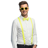 Set Accessoires Néon Jaune Lunettes Bretelles Nœud Papillon – Soirée Fluo & Déguisement