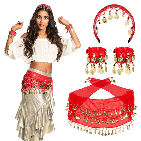 Set Accessoires Gypsy Rouge – Déguisement Bohème Femme & Soirée Costumée
