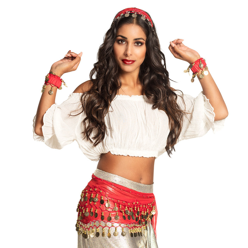 Set Accessoires Gypsy Rouge – Déguisement Bohème Femme & Soirée Costumée