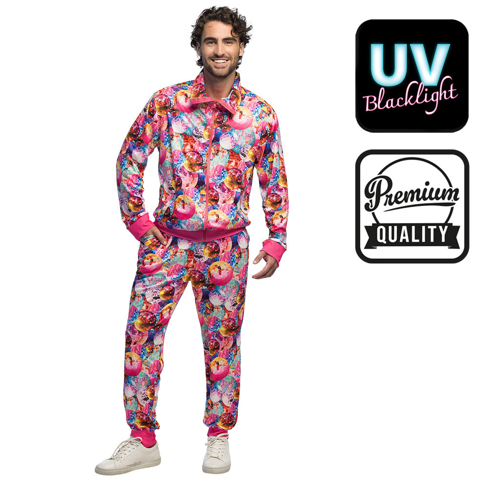 Survêtement UV Fluo Rose Dancing Dude Tailles S à L – Déguisement Disco & Soirée Fluo