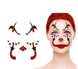 Bijoux visage clown pailleté - noir et rouge - 20x20 cm