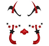 Bijoux visage clown pailleté - noir et rouge - 20x20 cm