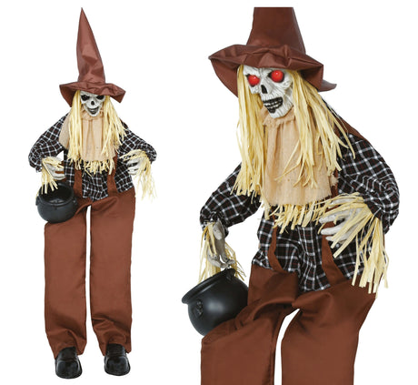 Épouvantail Animé Lumineux et Sonore 185 cm – Décoration Halloween