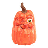 Citrouille Halloween en résine orange, grand modèle, vue de face pour décoration d'Halloween