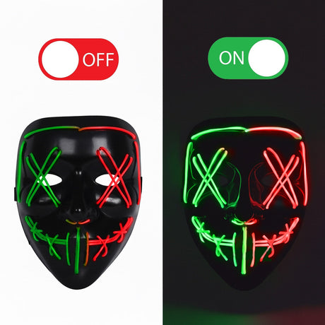Masque LED Nightmare (Cauchemar) Double Face Vert et Rouge Original Cup – Halloween