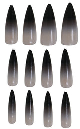 12 Faux Ongles Gothiques Longs avec Colle – Sorcière Halloween